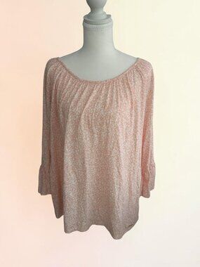 MICHAEL KORS Peach Floral Scoopneck top Size XL